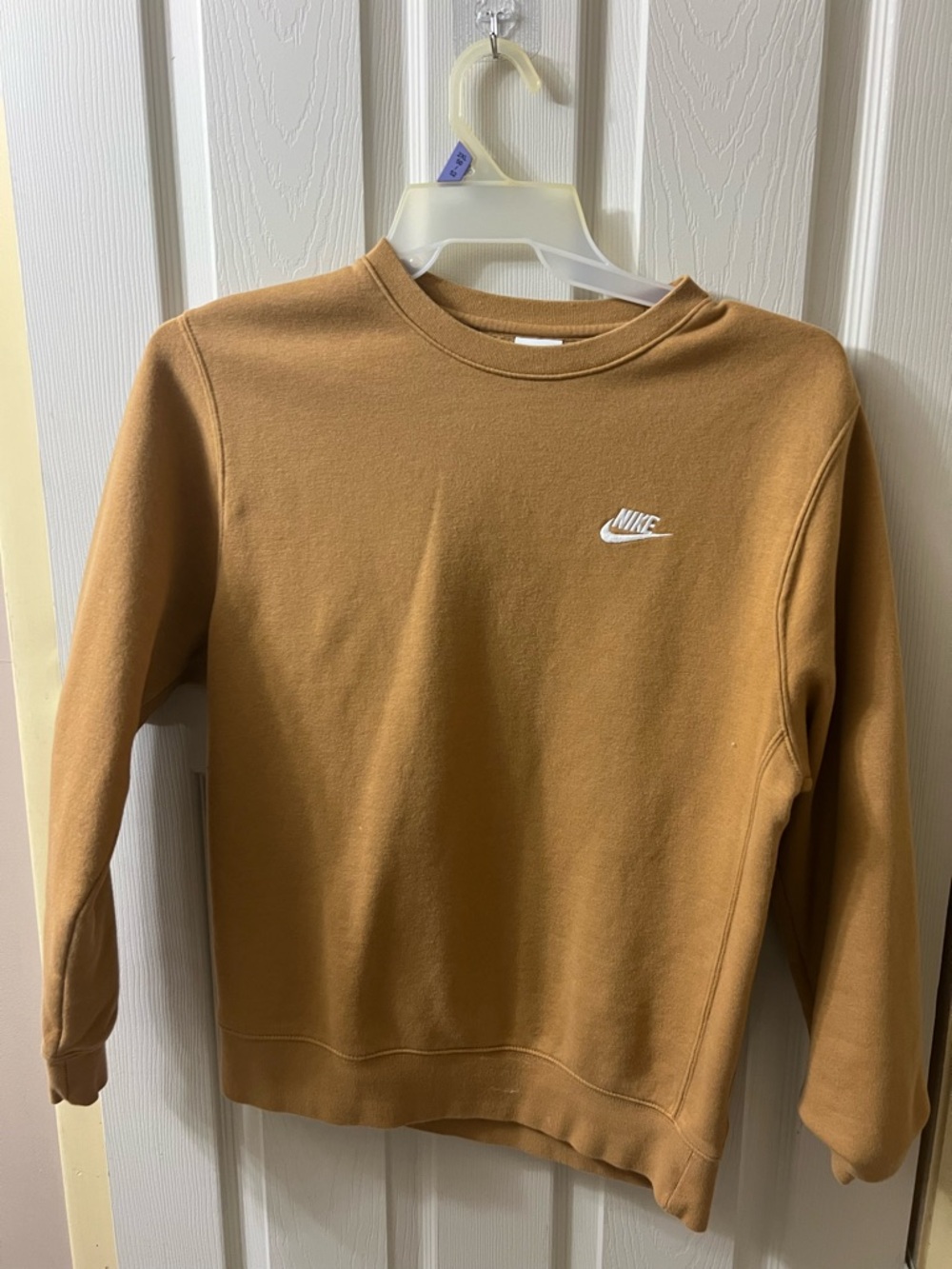 Nike Men’s Crewneck Sweatshirt - Tan Brown with White Logo